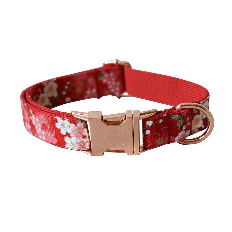 Red And Flower Style Female Leash Set