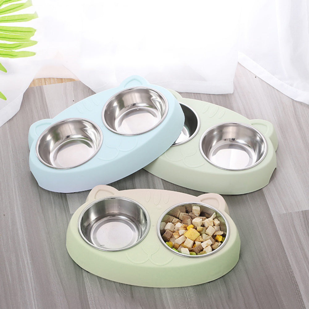 Double Dog Water And Food Bowls Stainless Steel