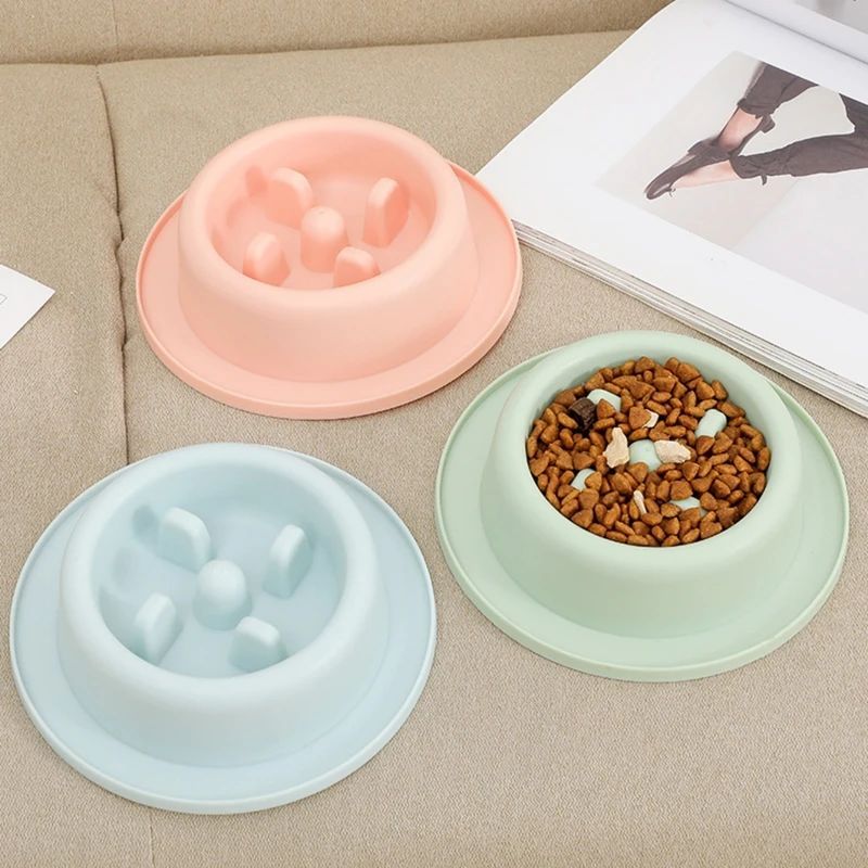 Pet Slow Eating Feeder Dog Feeding Food Bowls Anti-Chocking